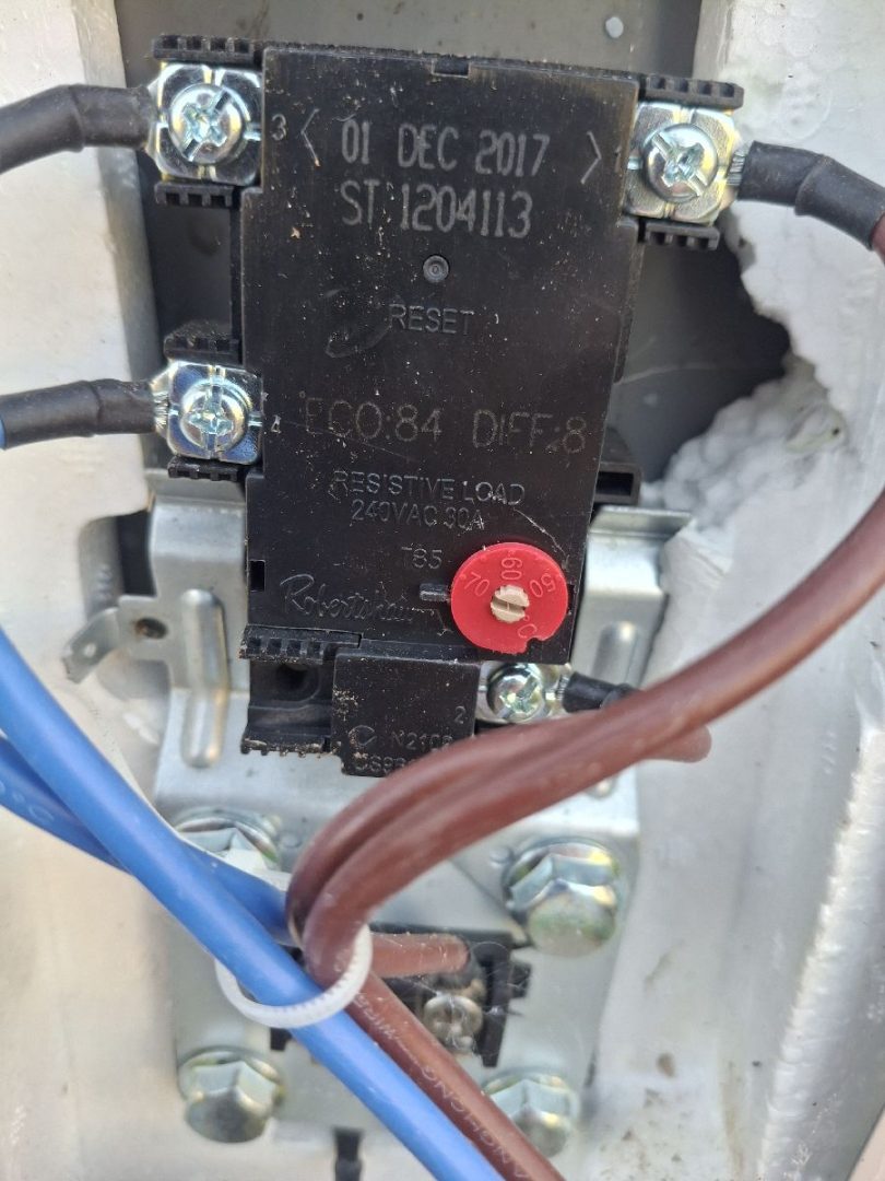 Temperature setting reset